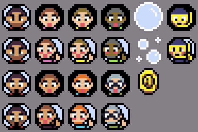 Various underwater themed UI Icons for Player/Coins/Bubbles/NPC Characters.