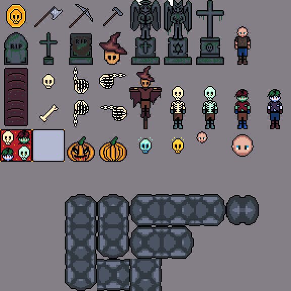 Halloween themed UI Items & Character Concept art.
