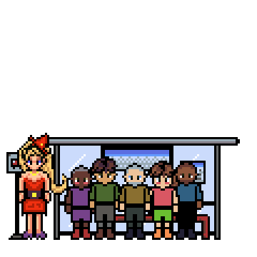 Crowd NPC animation for Blast-A-Finn's opening cutscene, including the main antagonist 'Witch' character.