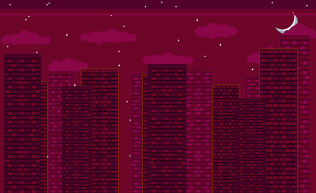 A layered background City sprite for level 1 of Blast-A-Finn.