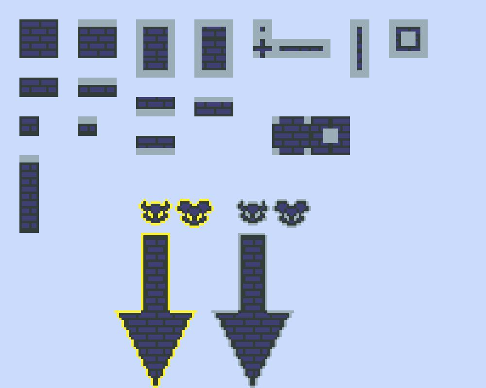 Various UI and tileset sprites for level 1 cityscape for Blast-A-Finn.