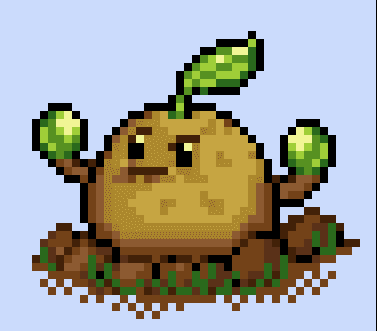 My concept for the Fakemon 'Spudlurk'. The Fakemon that was randomly selected from Wikipedia pages as part of a prompt for Pokémon Carnelian.