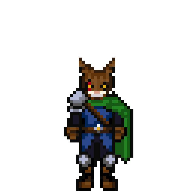 Animation cycle for character 'Falkor' in the style of Suikoden.